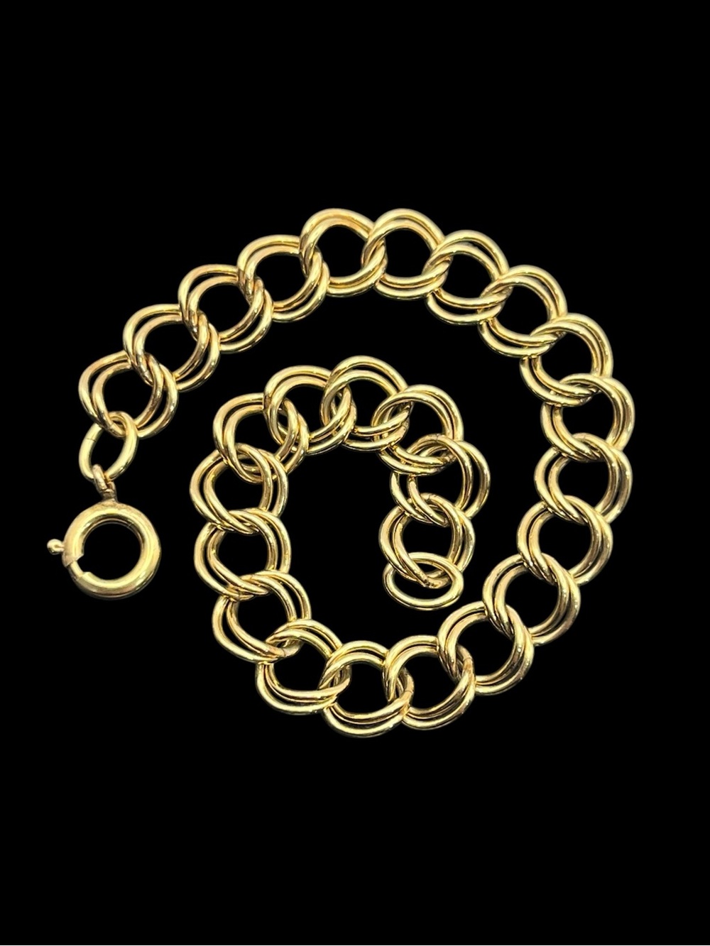 12k gold filled double link vintage charm chain bracelet